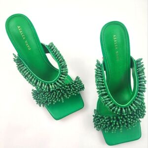 Azalea Wang Green Bead sandal stiletto